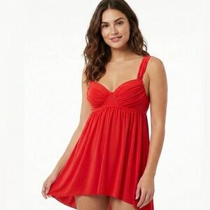 La Vie En Rose Babydoll Lingerie Medium Underwire Red Sheer Valentines Day Sexy